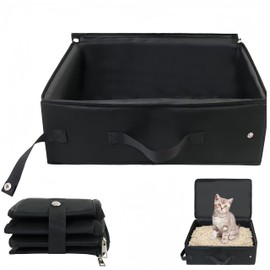 HJYDGJ Foldable Portable Cat Litter Tray Travel Foldable Cat Litter Tray Waterproof Cat Litter Trays Portable Cat Litter Tray Travel - Black