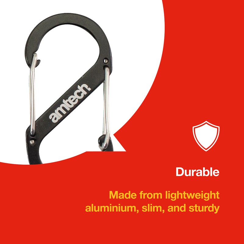 Amtech - Set of Dual Buckle Carabiners for Camping, Backpacks,