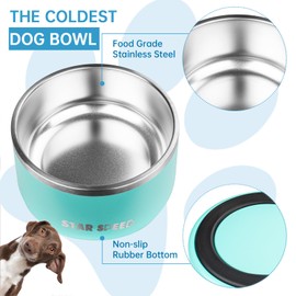 100oz Stainless Steel Dog Bowl. Dog Food Water Bowls with Non-Slip Rubber Bottom, Double Wall Dog Bowl for Small Medium Large Dogs, Dishwasher Safe