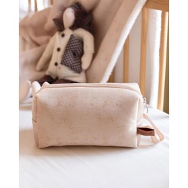 Hamur Home Waterproof Travel Toiletry Bag with Zipper for Baby Accessories - Perfect for Kids and Women | Wash Bag 20x12 cm for Mini Travel Toiletries | Toilet Bag for Moms (Beige)