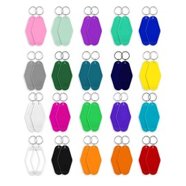 Taicols 40pcs Blank Hotel Motel Keychain, Vintage Keychains, Hotel Key Tags, Heat Ornament Double-Sided Heat Transfer Keychains, Motel Keychain Blank with Ring for DIY Crafts Ornament Zipper