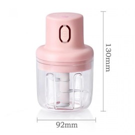 Herzberg, HG03176-PNK, Tritatutto Elettrico Portatile Senza Fili 250ml Rosa, Lama in Acciaio Inossidabile, Motore 45 W, Contenitore per Alimenti, Ricarica Senza Fili, capacità 250 ml
