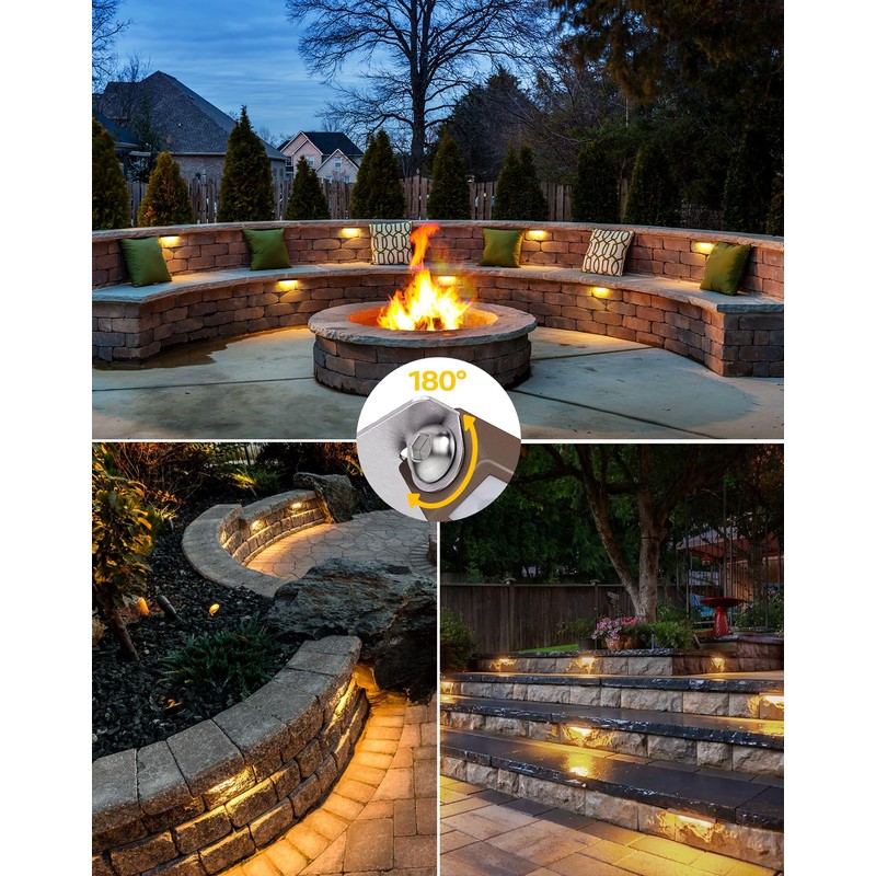 6 Pack 7 Inch Retaining Wall Lights, 2.5W Hardscape Step