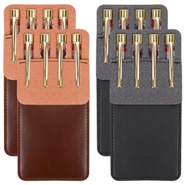4 Packs Pocket Protector, FHDUSRYO Multi-Purpose Leather Pen Pouch Holder Organizer, Pens Pocket Protector for Pens Pointers Pencils Ruler
