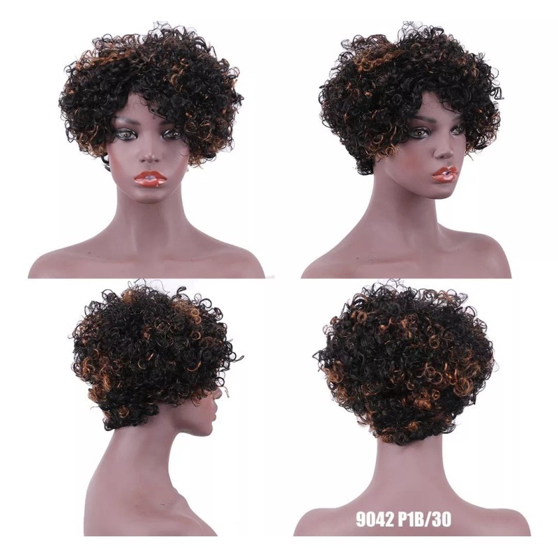 BM Pelucas Afro Rizadas, Pelucas Cortas De Cabello Humano