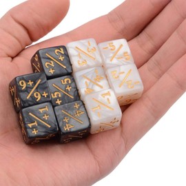 Dice Counters,12 PCS Token Dice D6 Loyalty Dice Set White +1/+1 & Black -1/-1 Compatible with MTG CCG Card Gaming Accessory