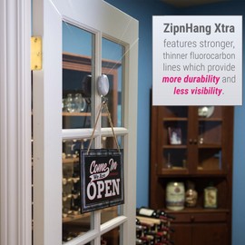 Wreath Hanger for Glass Doors, Screen Doors – ZipnHang Xtra (White - 3 Pack) Strong, Durable, Less Visible Lines. Adjustable Wreath Hangers for Front Door, Damage Free Over The Door Hooks.