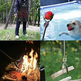 FTH Todos los agarradores de acero inoxidable Reacher Herramienta de recogida de basura de alta resistencia para troncos BBQ Chimenea Pozos Serpiente Pinzas