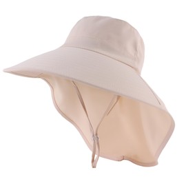 Zsedrut Waterproof Sun Hat Women Man UV Protection Hats with Neck Flap Foldable Summer Hat Gardening,Hiking,Fishing,Swimming,Beach (Beige)