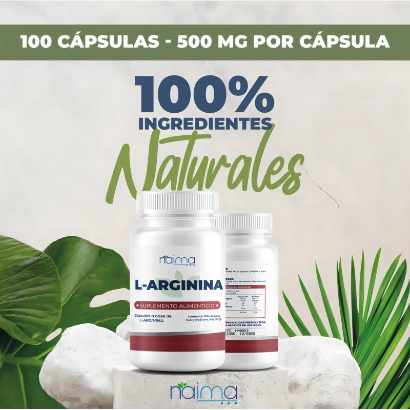 Arginina Naíma 1000 100 Cápsulas Rendimiento Circulación