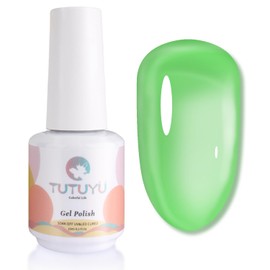 TUTUYU Jelly Green Gel Nail Polish,Spring Summer Colors Sheer Translucent Green Gel Polish,0.5 Fl Oz Salon Quality Gel Polish for Nail Art