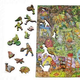 Wooden Puzzle for Adults with Uniquely Shaped Pieces - Made in USA by FoxSmartBox - 505 Pieces - Fairy Forest. Summer