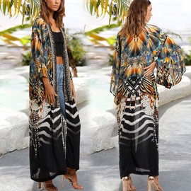 Tyidalin Women's Lace Kimono Cardigan Beach Summer Maxi Long Beach Dress Beach Pareo, Colour 11