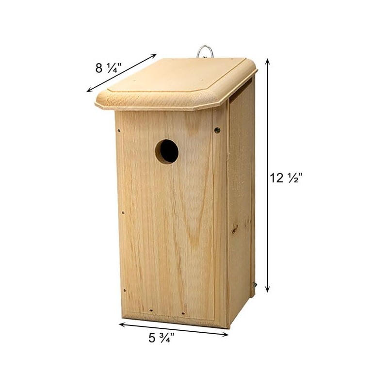 Chickadee Bird House – Handcrafted Nest Box with Wood Chips