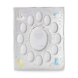 LASODY Baby's First Year Picture Frame, First Year by Month, Newborn Baby Registry, Silver