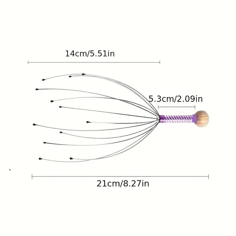Manual Scalp Massager for Relaxation – Flexible Stainless Steel Prongs