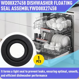 WD08X27458 Dishwasher Floating Seal Assembly for GE Hotpoint Haier GDT565 GDF530 ZDT925 DDT700SBN GDF510PGM, Circulation Pump Inlet Grommet Sump Gasket Replaces AP7018540 WD08X25471 PS16554611