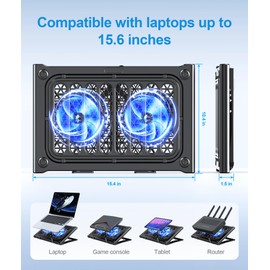 MOKURU Laptop Cooling Pad Stand, Laptop Cooler with 2 Silent Fans for 10-15.6 Inch Laptops,6 Levels of Height Adjustable Wind Speed with 2 USB Ports (Black)