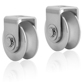 2-Pack 3" Stainless Steel U Groove Pulley Wheel, Heavy Duty Caster Wheel Track Sliding Gate Roller, 1880lbs Load Bearing for Swing Sliding Gate