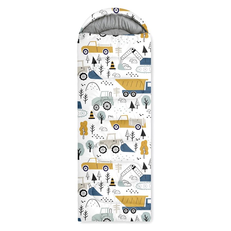 WeCozy Construction Truck Sleeping Bag for Kids, 3 Season Lightweight