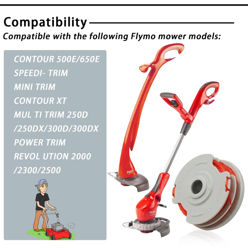 Abnaok Strimmer Spool Line for Flymo FLY021, 4PCS String Trimmer