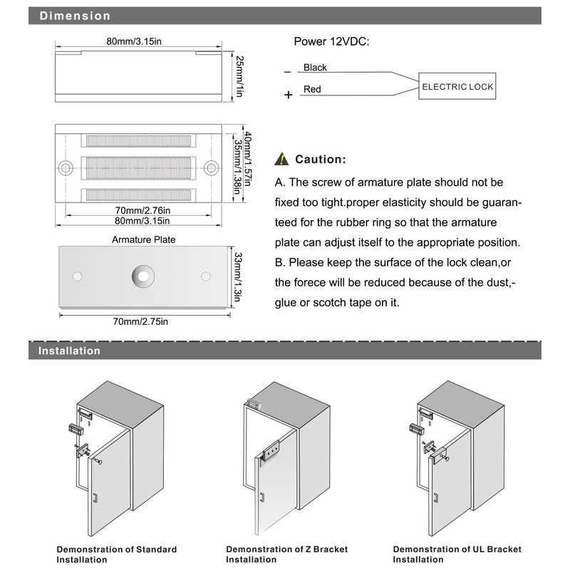 UHPPOTE 130Lbs 60kg Holding Force Electric Magnetic Door Lock for