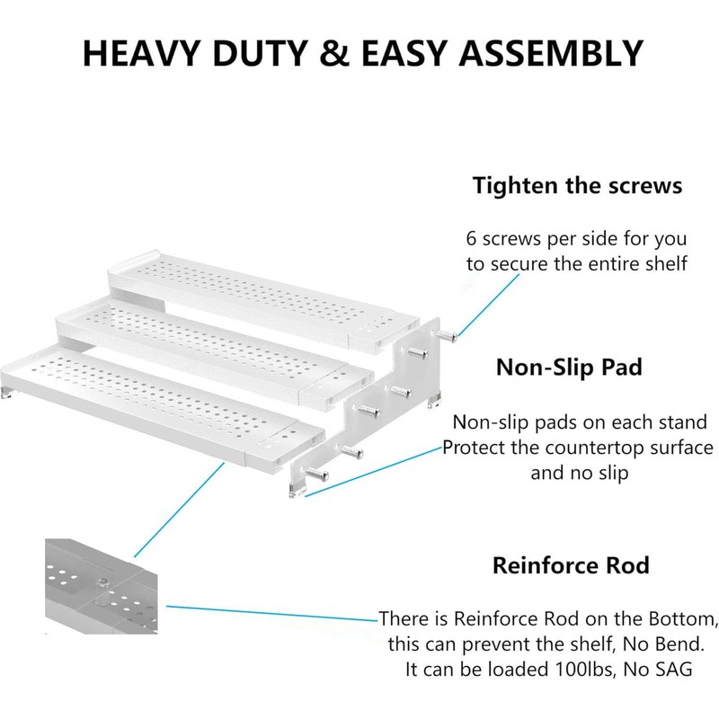 Wobmmi Expandable Spice Rack organizer with 3-Tier step shelf,Modern Design