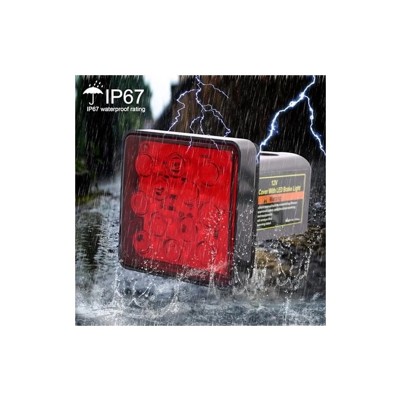 Maxxhaul 70429 Trailer Hitch Cover With 12 Leds Brake Light,