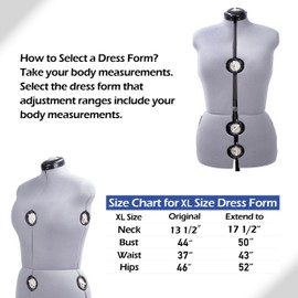 BHD BEAUTY Gray 13 Dials Female Fabric Adjustable Mannequin Dress Form for Sewing, Mannequin Body Torso with Tri-Pod Stand, Up to 70" Shoulder Height (XL)