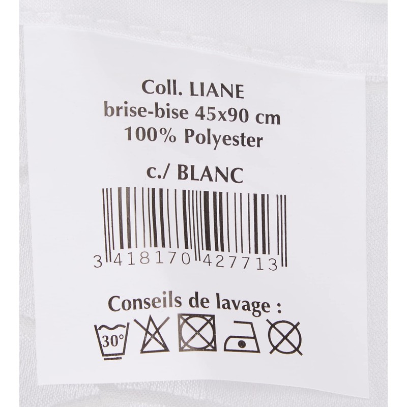 Soleil d'ocre "Liane Net Curtain Polyester White 45 x 90