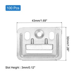 sourcing map 100Pcs 43mmx32mmx0.4mm Wall Panel Buckle, Zinc-Plated Carbon Steel Integrated Wall Panel Clips, Furniture Fixings Clamp Hanger Wall Mounting Clips, Silver