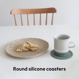 Carrotez Round Silicone Coasters, Coasters for Drinks, Thin Coasters for Coffee Table, Set of 4 - Soy Green