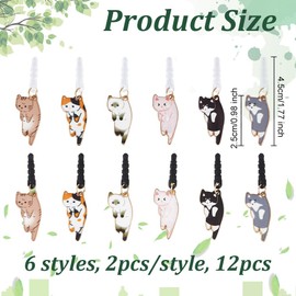 OLYCRAFT 12 Pcs Earphone Jack Cover with Charm, 3.5mm Cat Plastic Cap, Cute, For Smartphone Earphone Jack, Pendant, Cover, Dustproof, Dust, Dirt Prevention, Smartphone, Tablet, PC