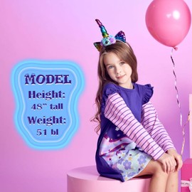 VIKITA Little Girl Dresses Purple & Pink Girl Clothes School Girls Ourfits for Kids 6-7 Years Gifts LH7605, 7T