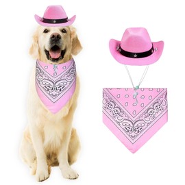 LaVenty Pet Cowboy Hat Dog Western Cowboy Costume Bandana Scarf for Pet Theme Birthday Party Clothing Accessories Dog Gift