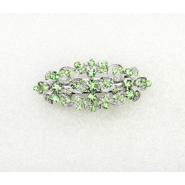 Faship Gorgeous Peridot Green Rhinestone Crystal Floral Hair Barrette Clip