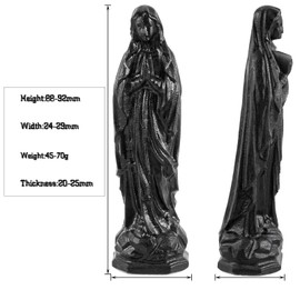 Nupuyai 9 cm Obsidian Stone Virgin Mary Figure, Crystal Madonna Figure Gemstone Worry Stone Healing Stone Prayer Mother Mary Statue Catholic Religious Gift Office Home Decoration