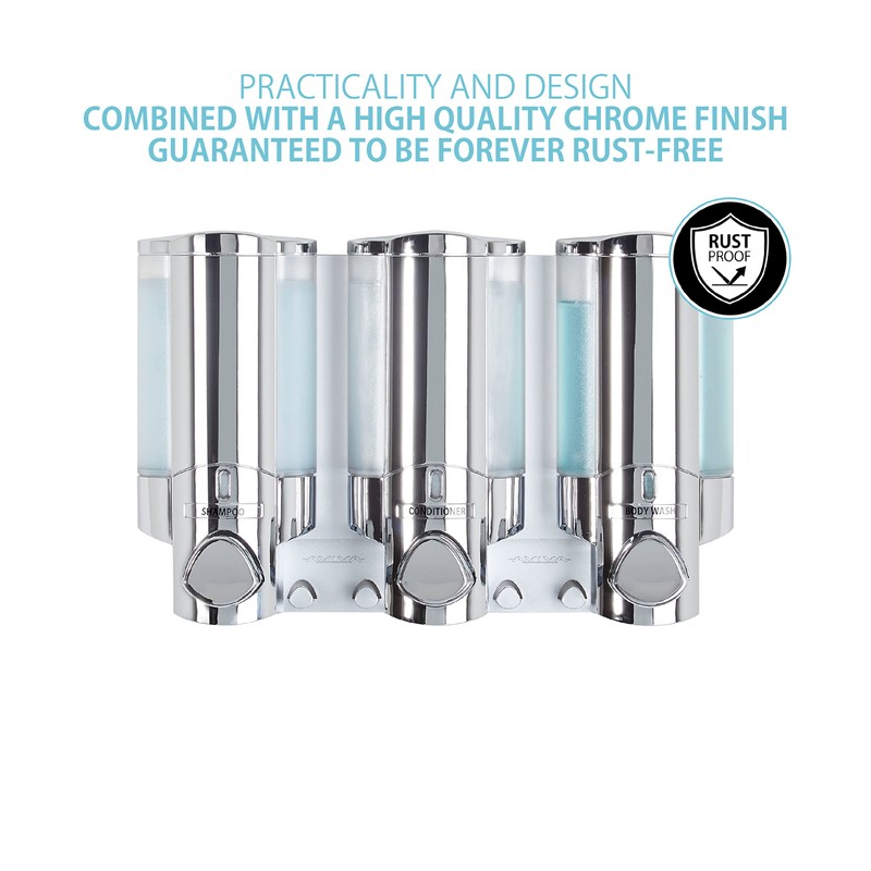 Better Living Products 76345 AVIVA Three Chamber Dispenser, Chrome