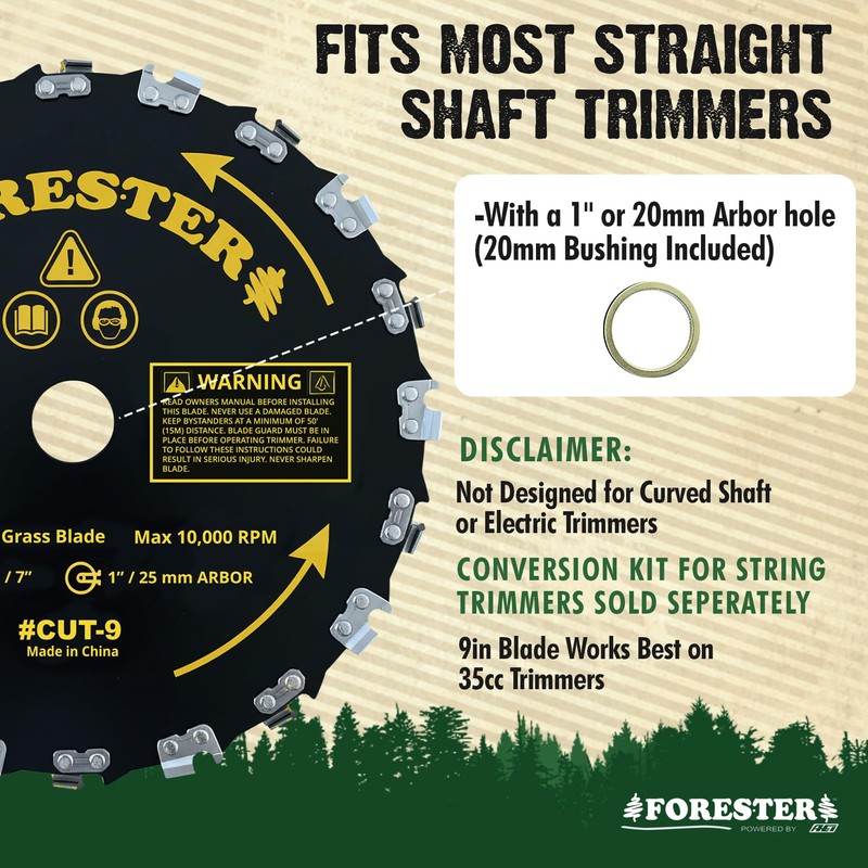 Forester Chainsaw Brush Cutter Blade + File Set - 9in