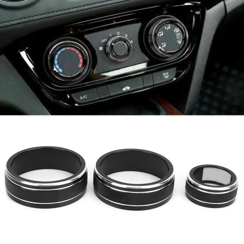 3pcs Car Air Conditioning Interior Climate Controller Knob Cover Black
