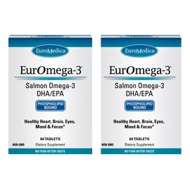 EuroMedica EurOmega-3-60 Tablets - Potent Omega-3 Fatty Acids + Phospholipids & Peptides - Superior Absorption - EPA & DPA from Exclusive Salmon Source - 30 Servings