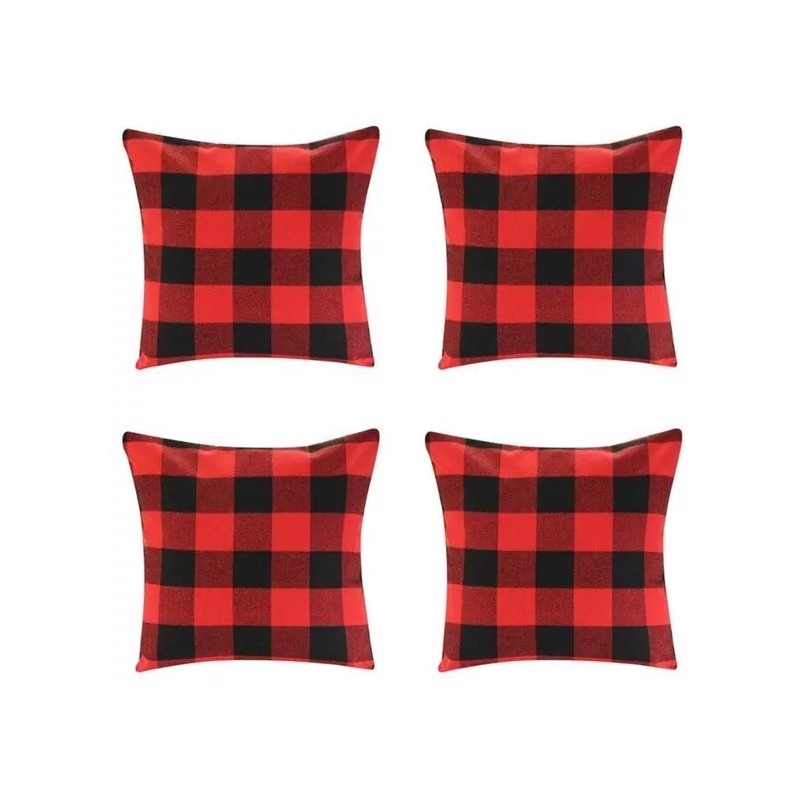 Unbranded Stylish Black & Red Plaid Pillow Covers for Any