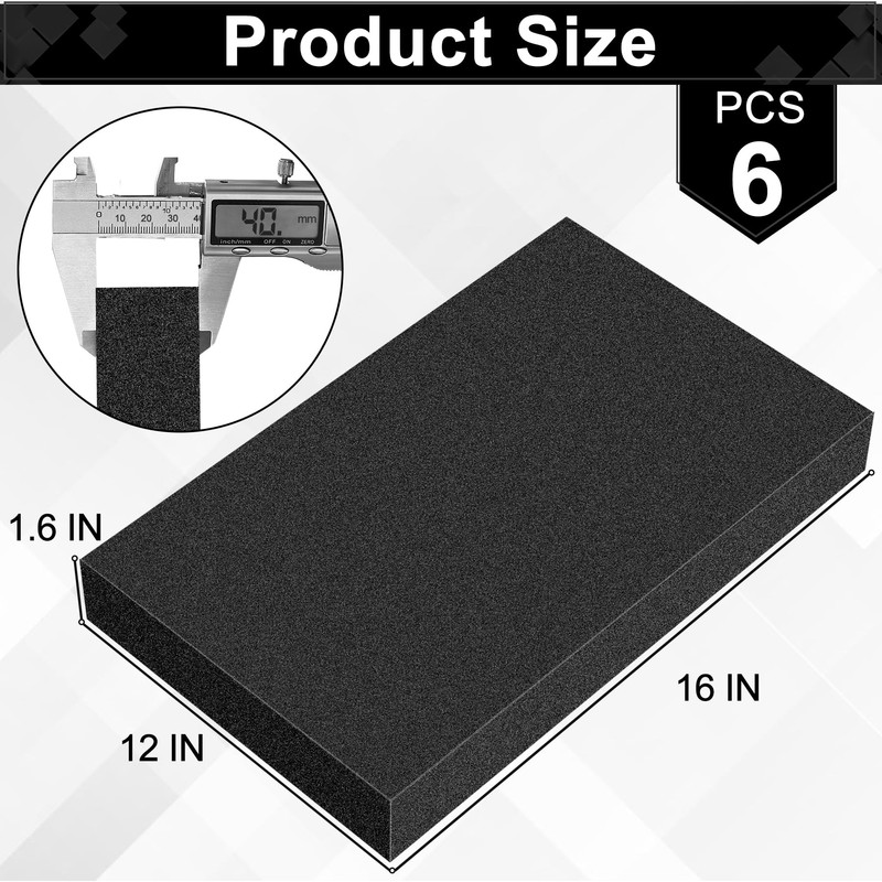 ToLanbbt Polyurethane Foam Sheets, 6P 16 x 12 x 1.6