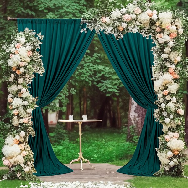 MEETSKY 10ft x 8ft Hunter Green Backdrop Curtains for Parties