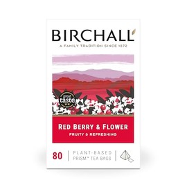 Birchall Tea Bags, Red Berry & Flower Tea Gift, Caffeine Free Tea Bursting with Full Flavour, Perfect Vegan Gifts, 80 Plant-Based Prism Tea Bags