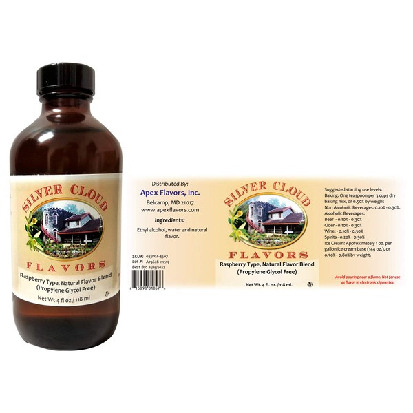 Raspberry Type, Natural Flavor Blend (Propylene Glycol Free) - 4 fl. oz. bottle