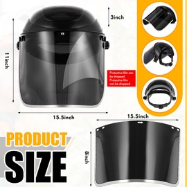 Amylove 2 Pcs Safety Face Shield Mask Full Impact Clear Face Mask with Crown for Grinding Cutting Weed Moving Construction (Black)