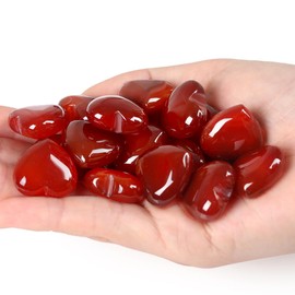XIANNVXI 10 Pcs Carnelian Crystals Heart Natural Red Agate Red Crystals Gemstones Set Polished Love Palm Pocket Stones Reiki Crystal Beginners Gifts