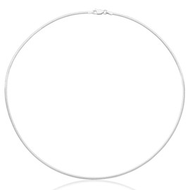 SA Chains 1mm Sterling Silver 925 Italian Omega Chain Necklace Chocker with Spring Ring Clasp - inch 12"/30cm