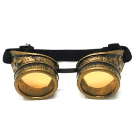 Steampunk Goggles UV Glow Rave Glasses 3D Prism Effect EDM Rainbow Kaleidoscope Style, neon Orange Lenses